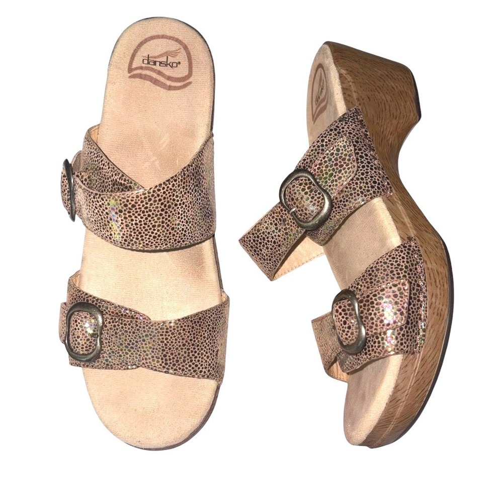 Dansko Sophie Sandals sz 41 Irridecent leather straps Excellent Condition